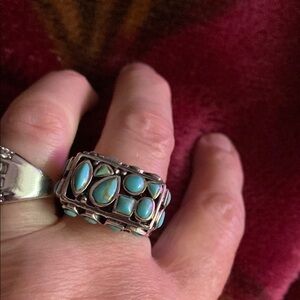 Preowned Zuni sterling silver & turquoise unisex ring 8.5 excellent